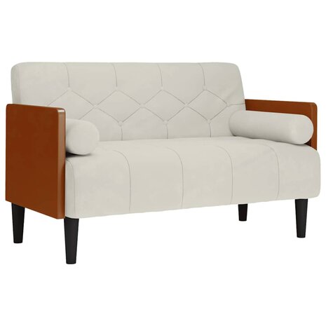 Loveseat bank met bolsters cr&egrave;me 110 cm fluweel 2