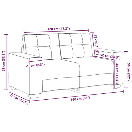 Loveseat Bank Wijnrood 160x77x82 cm Stof 9