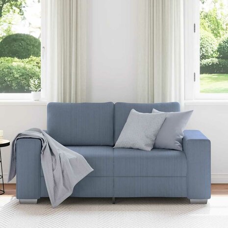 Loveseat Sofa Blauw 160x77x82 cm Corduroy Stof 3