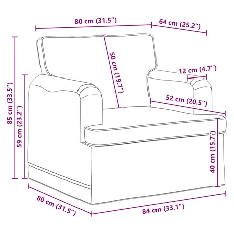 Bank Donkergrijs 84 x 80 x 85 cm Stof 9