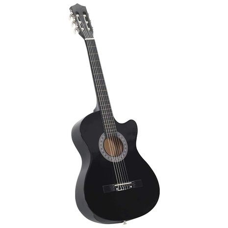 Gitaar cutaway met 6 snaren western klassiek 38" zwart 2