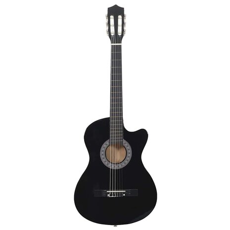 Gitaar cutaway met 6 snaren western klassiek 38" zwart 3