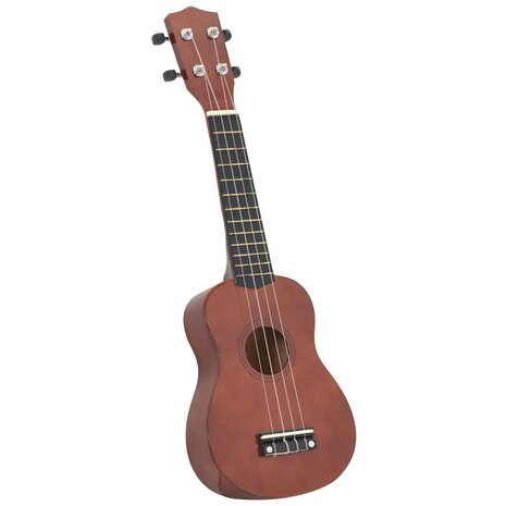 Ukuleleset met tas voor kinderen sopraan 21'' donkerhoutkleurig     2