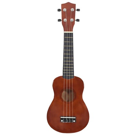 Ukuleleset met tas voor kinderen sopraan 21'' donkerhoutkleurig     3