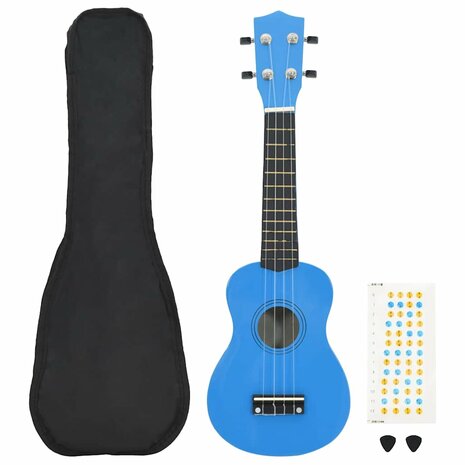 Ukuleleset met tas voor kinderen sopraan 21'' blauw 1