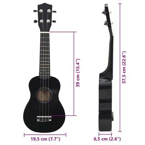Ukuleleset met tas voor kinderen sopraan 23'' zwart 9