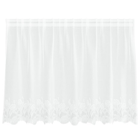 Kantgordijn met gordijnen Bloemen Wit 80 x 200 cm Polyester 2