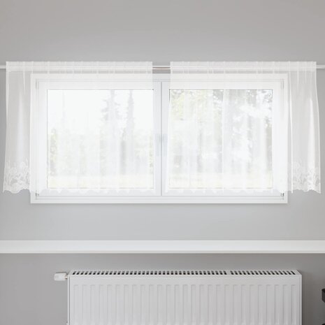 Kantgordijn met gordijnen Wit 200 x 120 cm Polyester 1