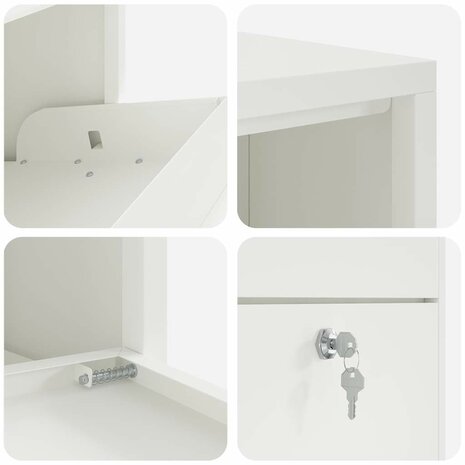 Pakketbrievenbus met opslag met slot Wit 44 x 22 x 82 cm Staal 8