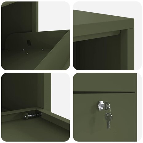 Pakketbrievenbus met opslag Olijf Groen 44 x 22 x 82 cm Staal 8