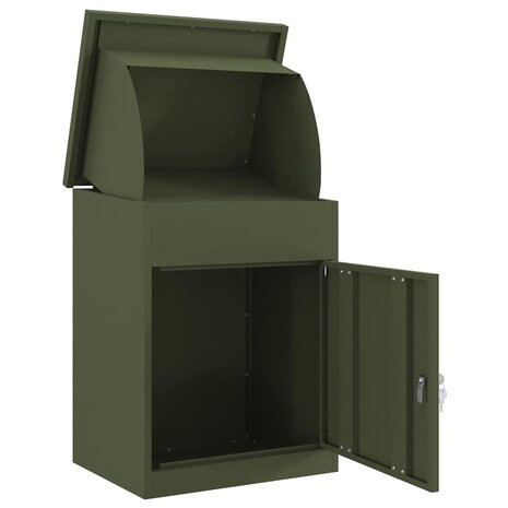 Pakketbrievenbus met opslag Olijfgroen 47,5 x 38 x 59 cm Staal 4