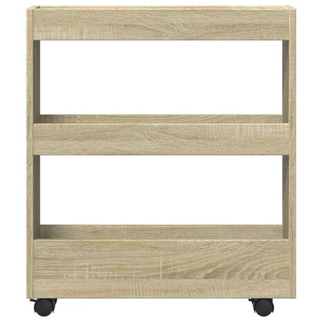 Opbergtrolley smal 3-laags bewerkt hout sonoma eikenkleurig 4