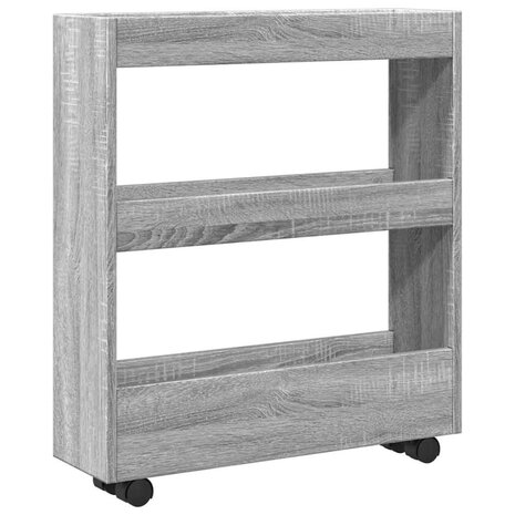 Opbergtrolley smal 3-laags bewerkt hout grijs sonoma eiken 6