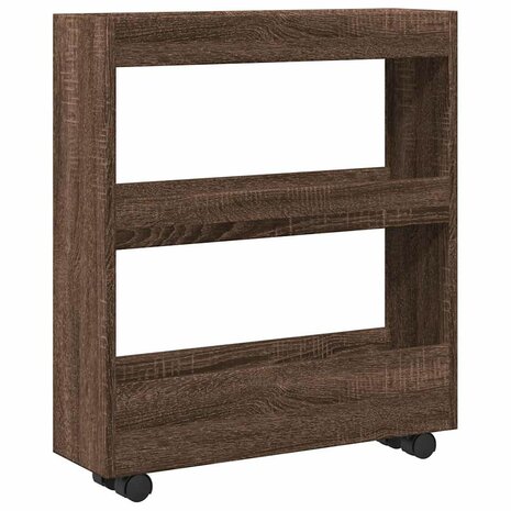 Opbergtrolley smal 3-laags bewerkt hout bruin eikenkleurig 6