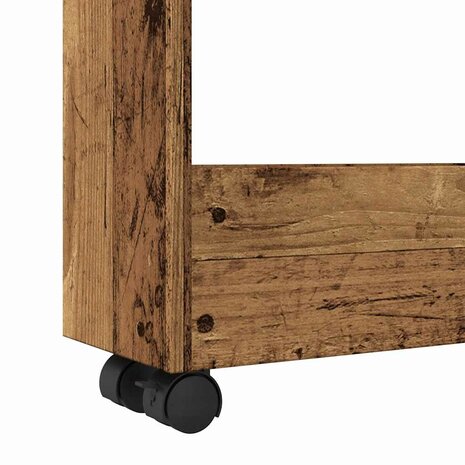 Opbergtrolley smal 3-laags bewerkt hout oud houtkleurig 7