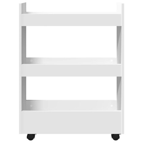 Smalle Opbergtrolley 3 Laden Wit Bewerkt Hout 4
