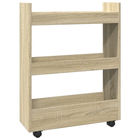 Opbergtrolley smal 3-laags bewerkt hout sonoma eikenkleurig 2