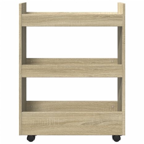 Opbergtrolley smal 3-laags bewerkt hout sonoma eikenkleurig 4