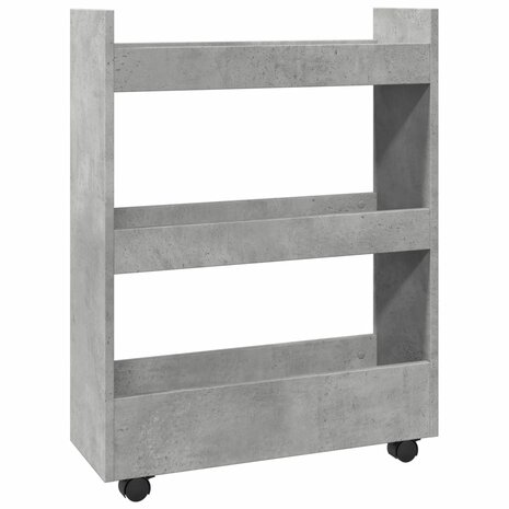 Opbergtrolley smal 3-laags bewerkt hout betongrijs 2