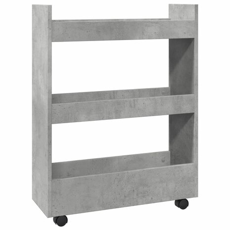 Opbergtrolley smal 3-laags bewerkt hout betongrijs 6