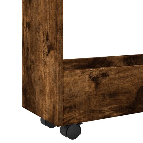 Opbergtrolley smal 3-laags bewerkt hout gerookt eikenkleurig 7