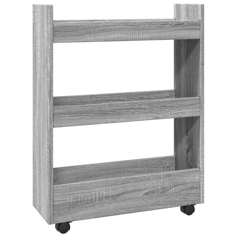 Opbergtrolley smal 3-laags bewerkt hout grijs sonoma eiken 2