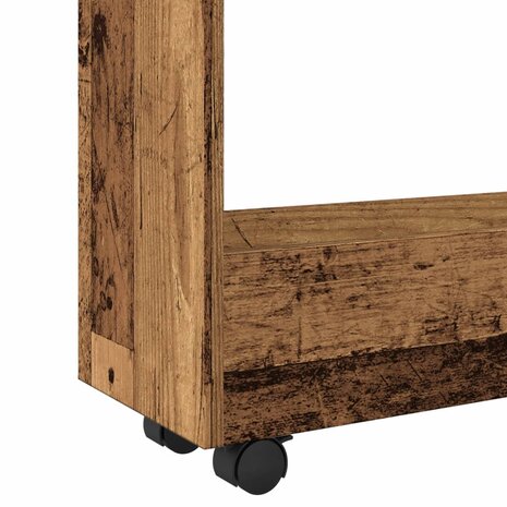 Opbergtrolley smal 3-laags bewerkt hout oud houtkleurig 7