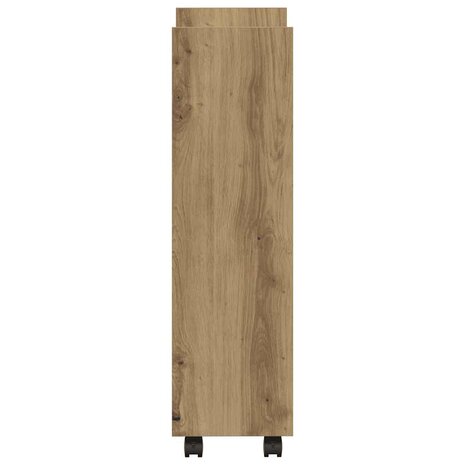 Opbergtrolley smal 3-laags bewerkt hout artisanaal eikenkleurig 5