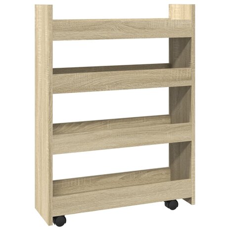 Opbergtrolley smal 4-laags bewerkt hout sonoma eikenkleurig 2