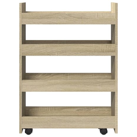 Opbergtrolley smal 4-laags bewerkt hout sonoma eikenkleurig 4