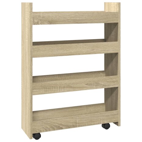 Opbergtrolley smal 4-laags bewerkt hout sonoma eikenkleurig 6