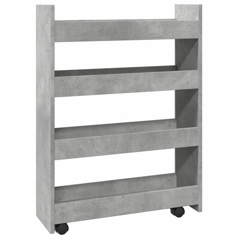 Opbergtrolley smal 4-laags bewerkt hout betongrijs 2