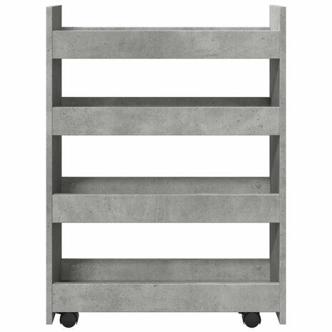 Opbergtrolley smal 4-laags bewerkt hout betongrijs 4