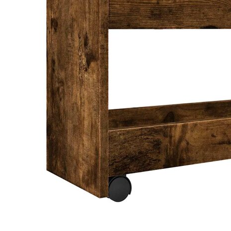 Opbergtrolley smal 4-laags bewerkt hout gerookt eikenkleurig 7