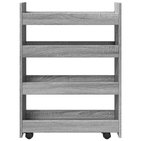 Opbergtrolley smal 4-laags bewerkt hout grijs sonoma eiken 4