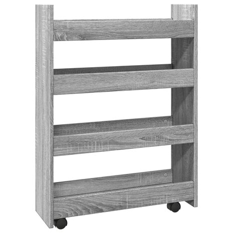 Opbergtrolley smal 4-laags bewerkt hout grijs sonoma eiken 6