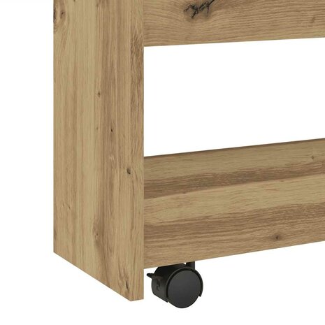 Opbergtrolley smal 4-laags bewerkt hout artisanaal eikenkleurig 7
