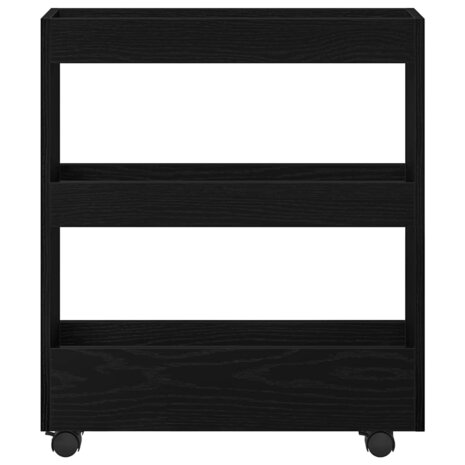 Smalle Opbergtrolley Zwart Eiken 60 x 18 x 70 cm Bewerkt hout 5
