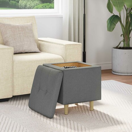 Opslag ottoman met kussen Donkergrijs 40 x 40 x 45 cm Stof 4