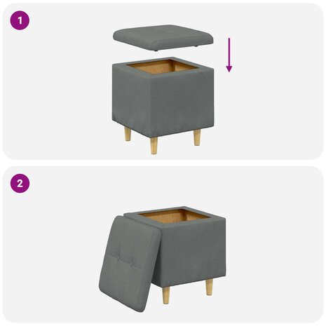 Opslag ottoman met kussen Donkergrijs 40 x 40 x 45 cm Stof 9