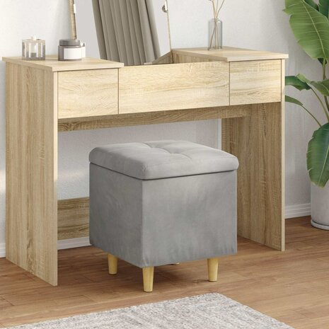Opslag ottoman met kussen Lichtgrijs 40 x 40 x 45 cm Fluweel 1