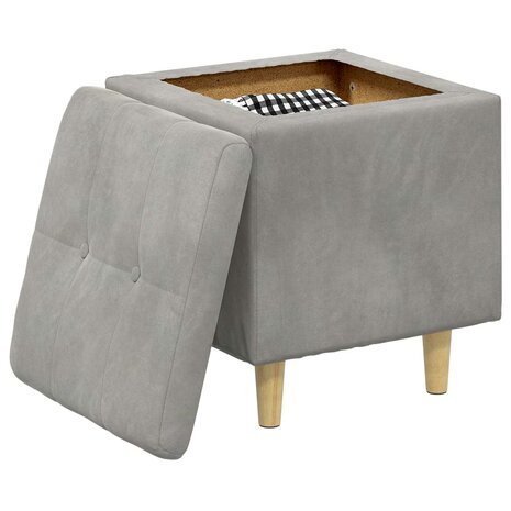 Opslag ottoman met kussen Lichtgrijs 40 x 40 x 45 cm Fluweel 3