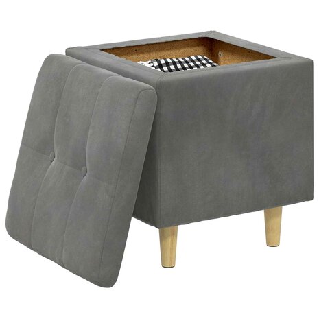 Opslag ottoman met kussen Donkergrijs 40 x 40 x 45 cm Fluweel 3