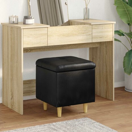 Opslag ottoman met kussen Zwart 40 x 40 x 45 cm Kunstleer 1