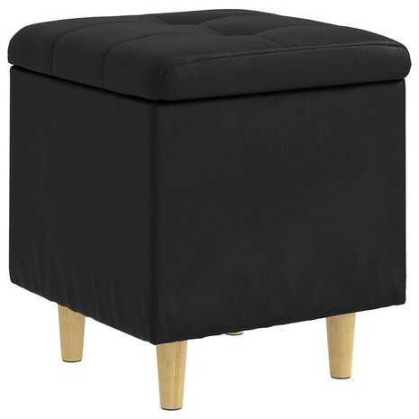 Opslag ottoman met kussen Zwart 40 x 40 x 45 cm Kunstleer 2