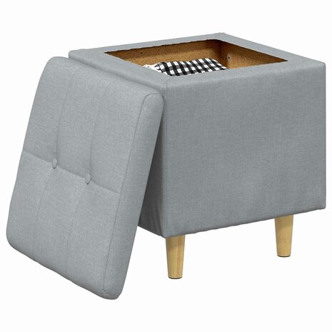 Poef met Opbergruimte Lichtgrijs 40 x 40 x 45 cm Stof 3