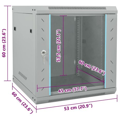 Netwerkkast met opslag Grijs 53 x 60 x 60 cm Staal 9