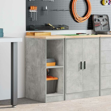 Garagekast 30x51x85 cm massief grenenhout betongrijs 3