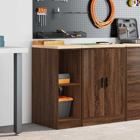 Garagekast 30x51x85 cm massief grenenhout bruin eikenkleurig 3