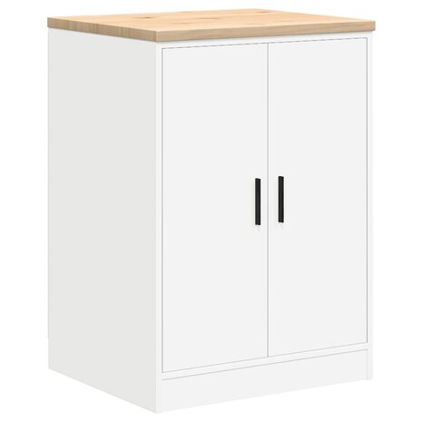 Garagekast 60x51x85 cm massief grenenhout wit 2